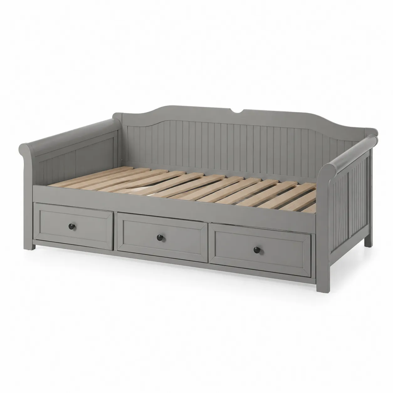 Lit de jour en bois avec tiroirs Gris