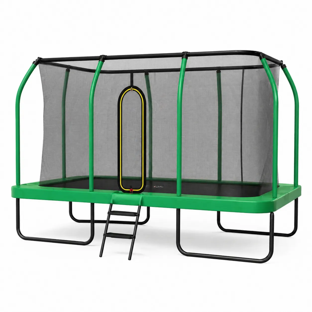 Trampoline rectangulaire en acier avec filet sécuritaire Vert/Noir