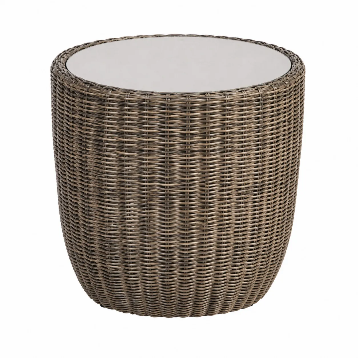 Table d'appoint en résine et verre trempé Marron