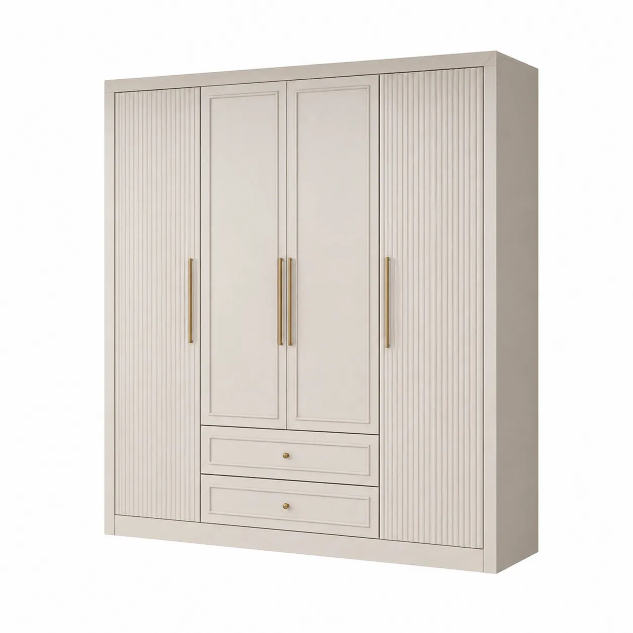 Armoire en bois avec poignées en métal doré