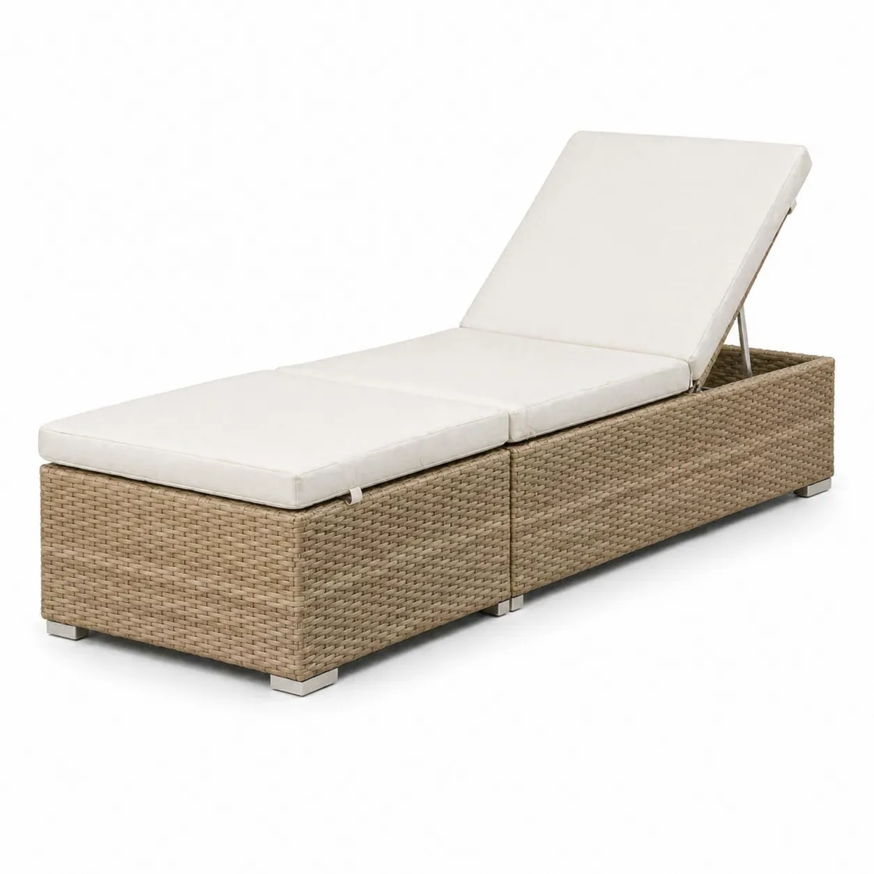 Chaise longue en résine tressée avec coussins en polyester
