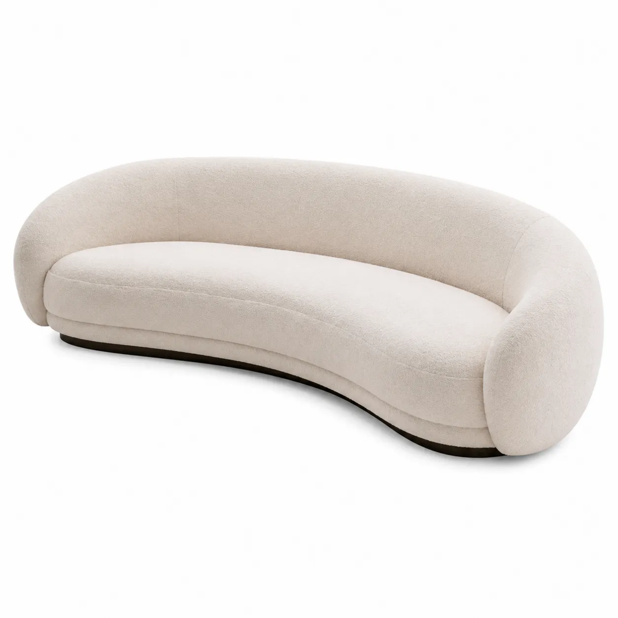 Canapé en tissu bouclé beige courbé