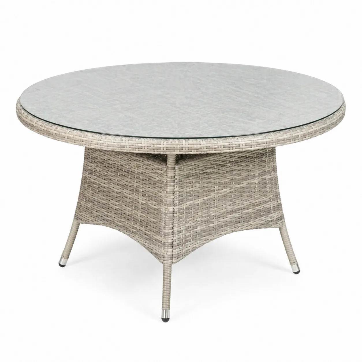 Table ronde de jardin en rotin et verre trempé