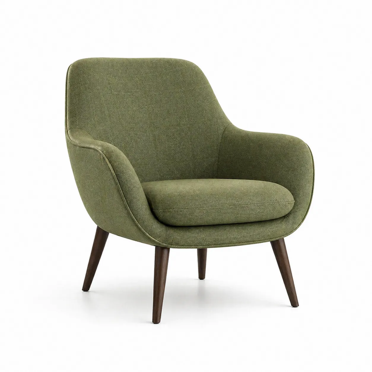 Fauteuil en tissu polyester vert avec pieds en bois