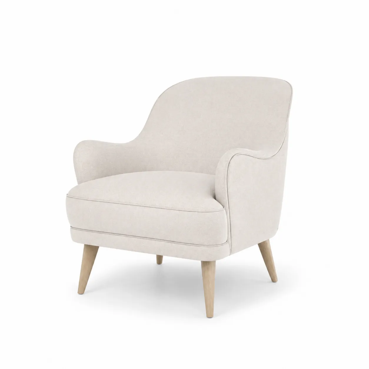 Fauteuil en tissu polyester beige avec pieds en bois