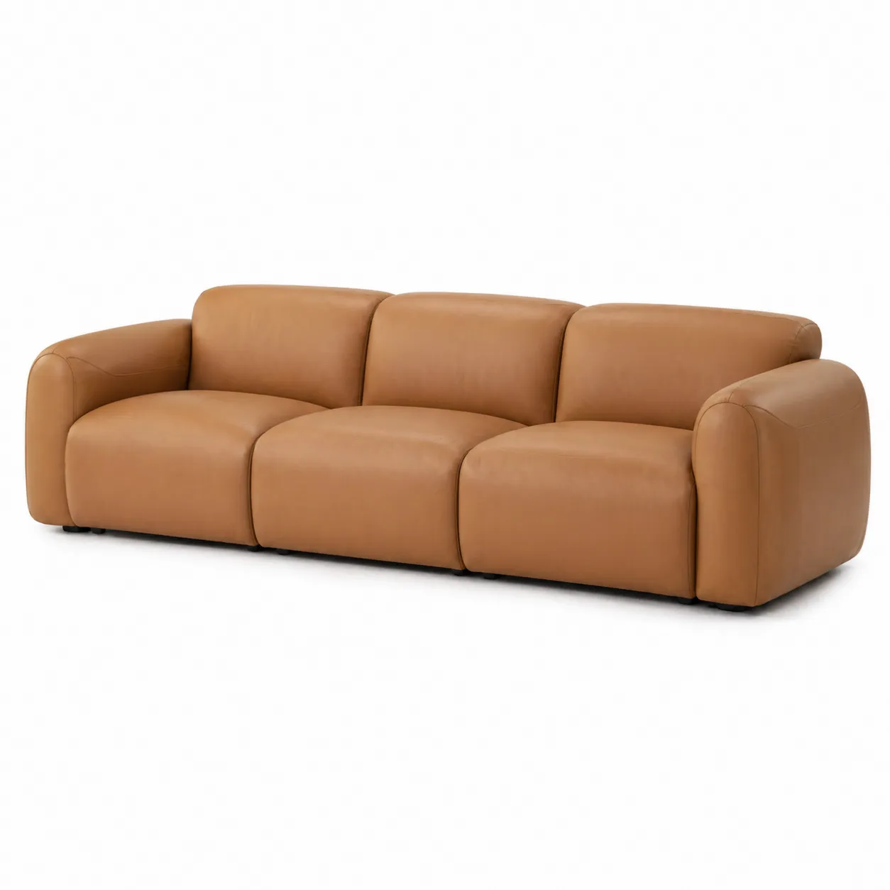 Canapé trois places en cuir Marron