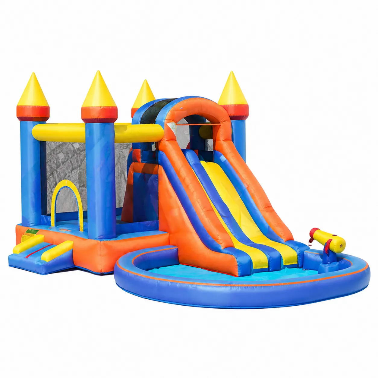 Château Gonflable en PVC avec Toboggan et Aire de Jeux Multicolore