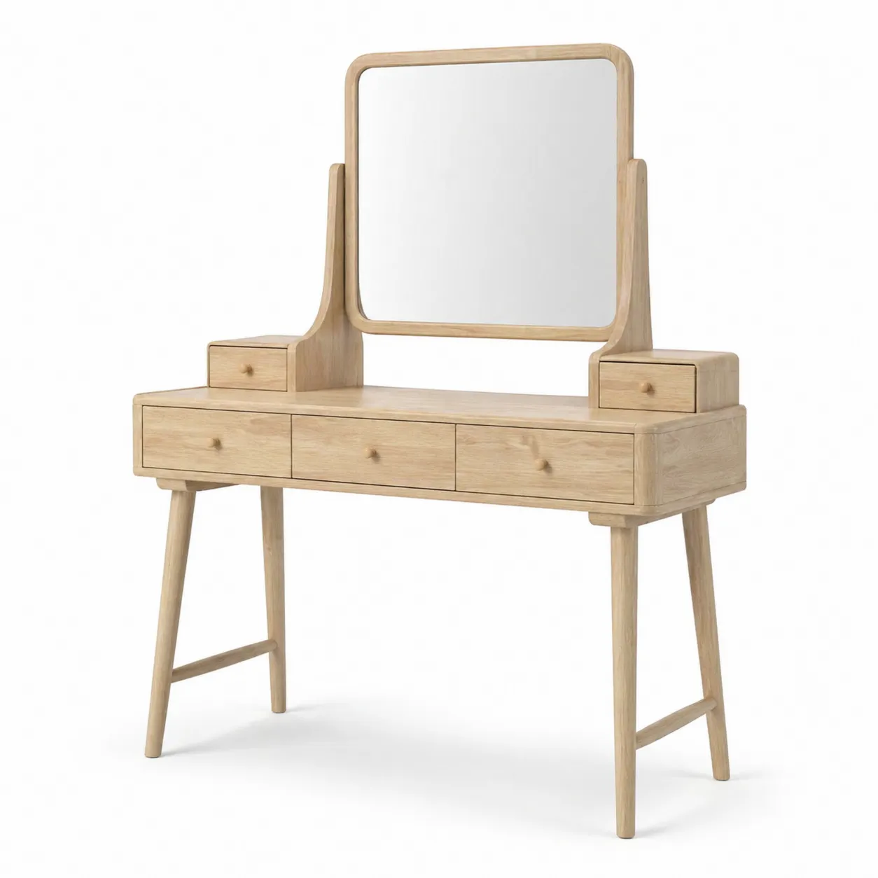 Coiffeuse en bois avec miroir en verre trempé et tiroirs