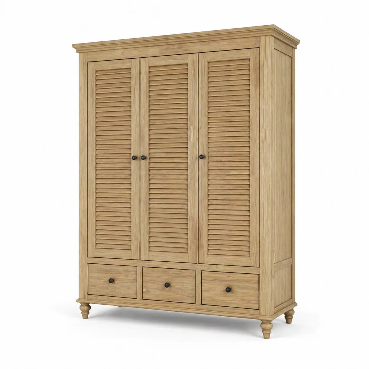 Armoire en bois avec 3 portes et tiroirs Chêne