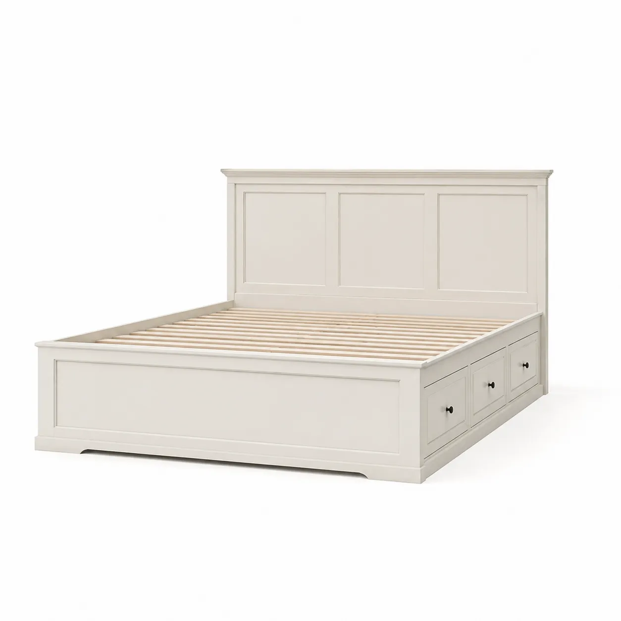 Lit en bois avec rangement et tête de lit 160x200 cm