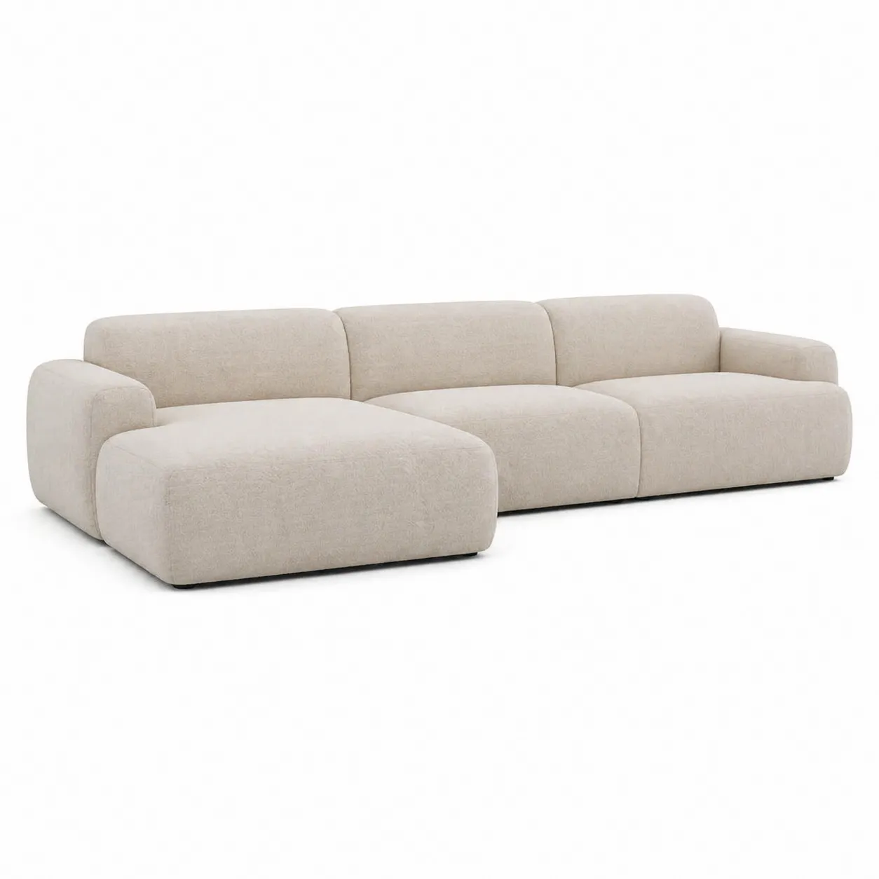 Canapé en tissu beige avec méridienne