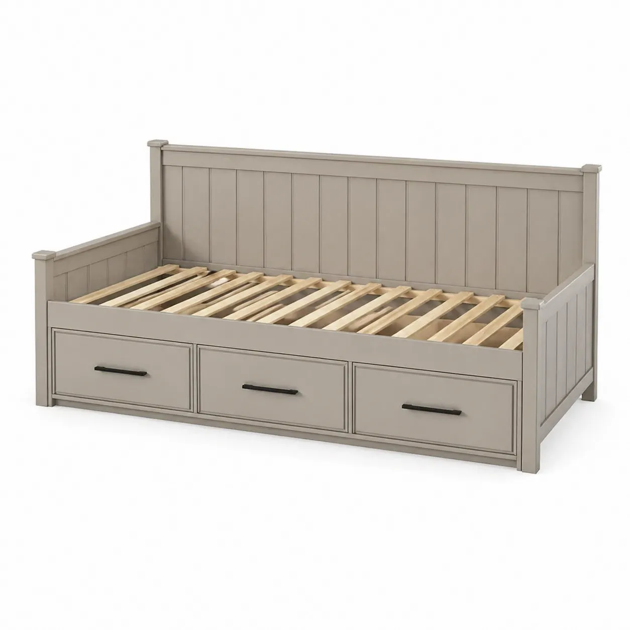 Lit de jour en bois avec tiroirs 200x90 cm Beige