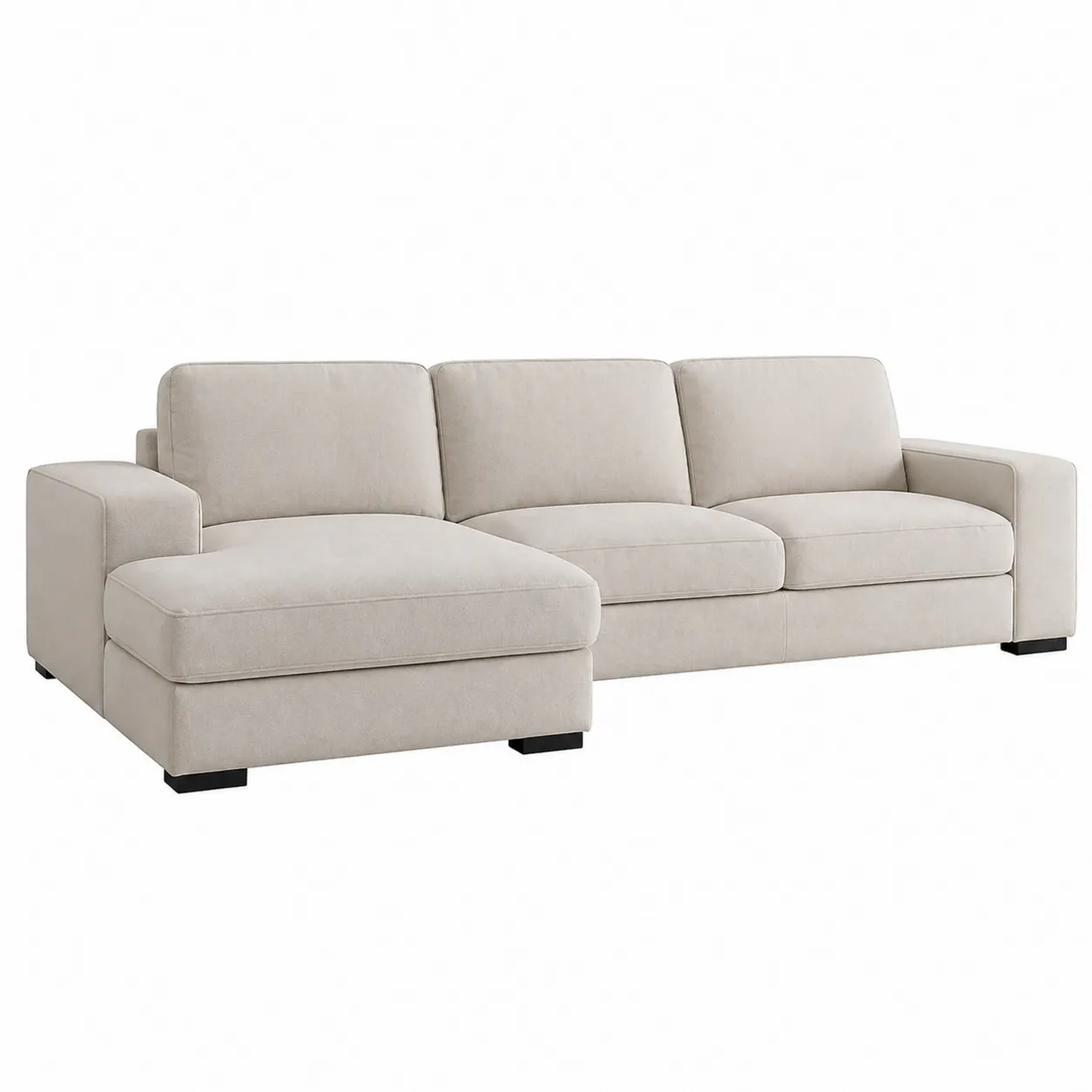 Canapé d'angle en tissu beige avec méridienne