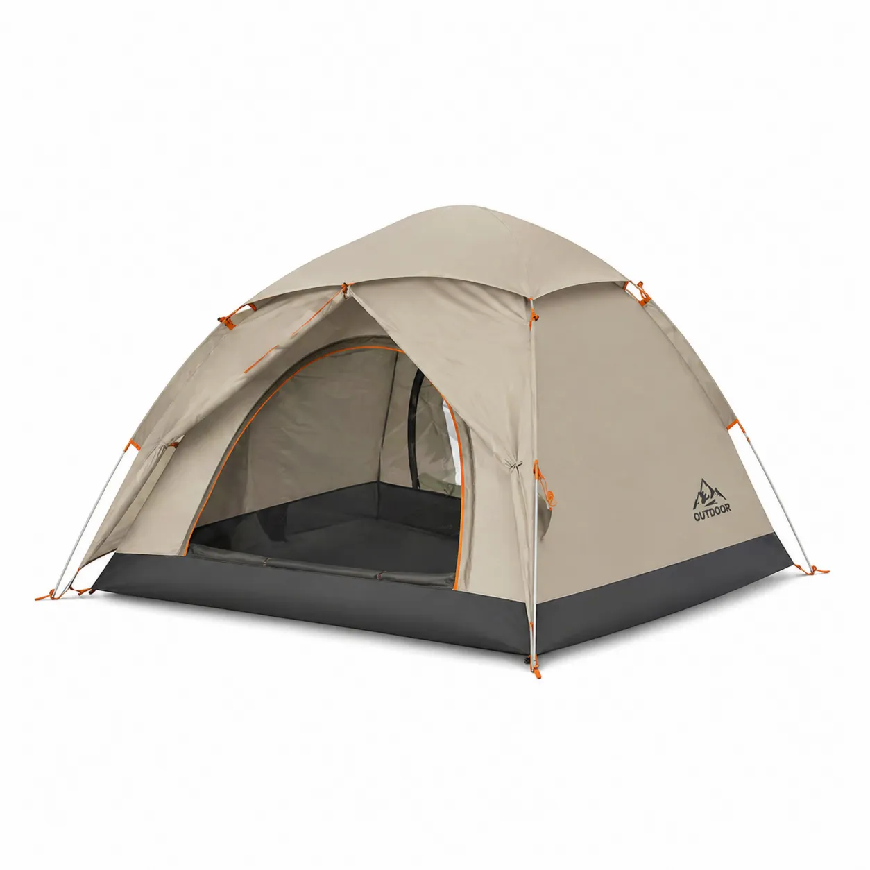 Tente de camping 4 personnes polyester Beige/Gris