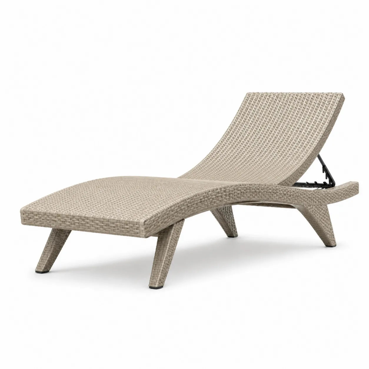 Chaise longue en résine tressée beige réglable extérieur 195 cm