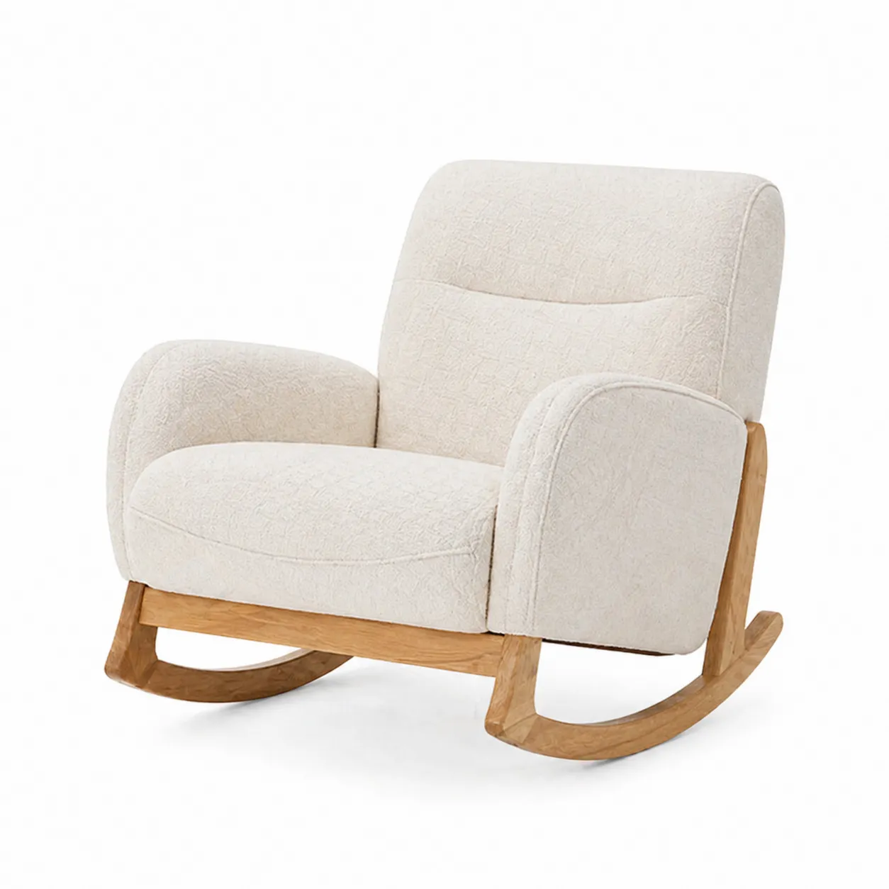Chaise à bascule en bois et polyester beige
