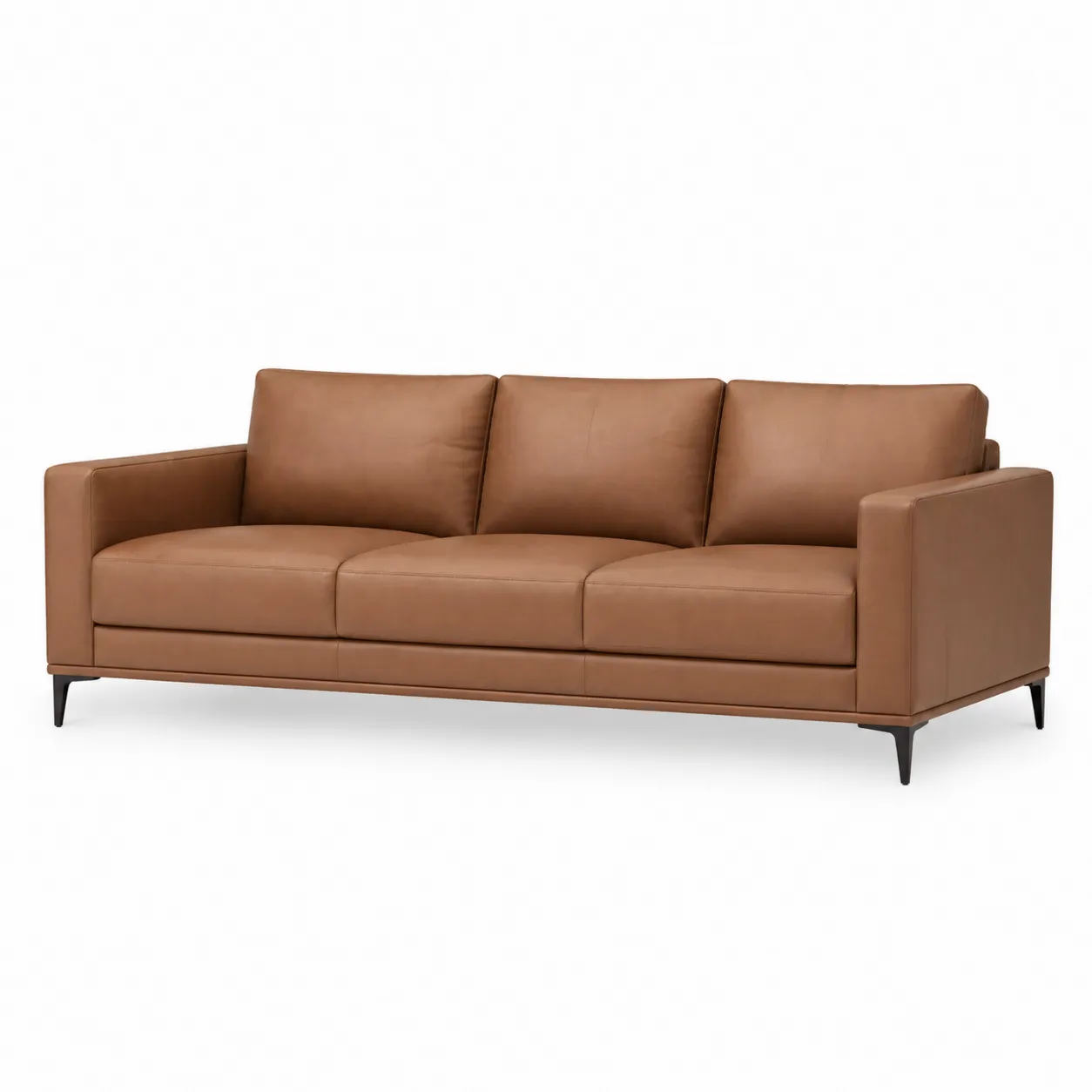 Canapé trois places en cuir marron