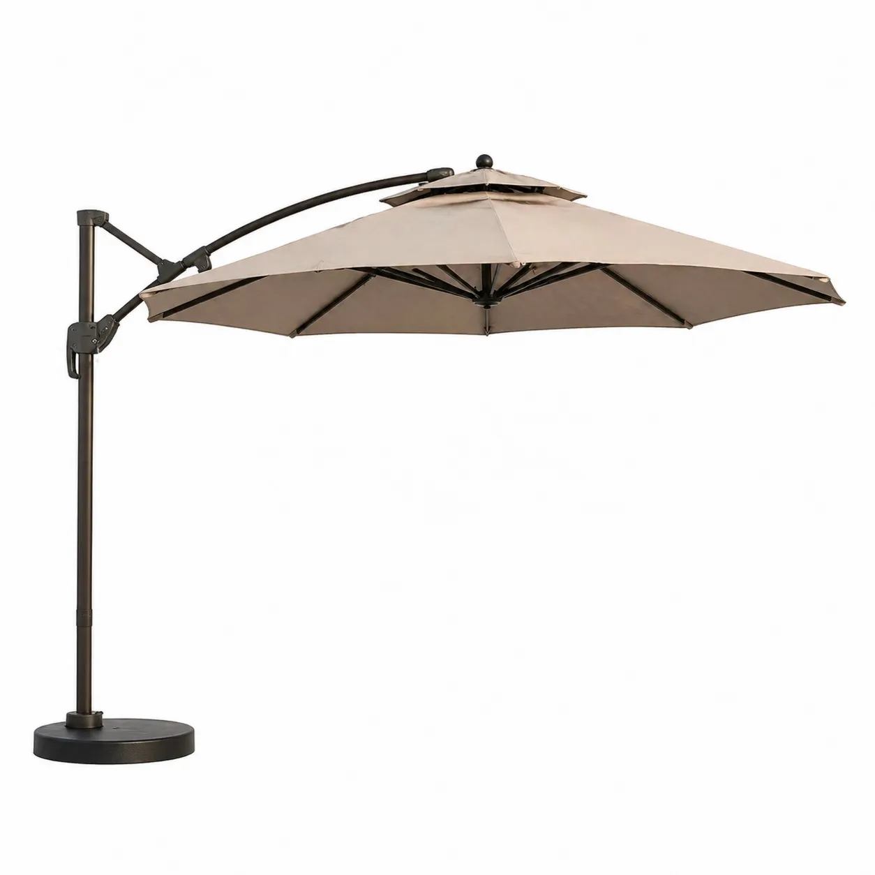 Parasol déporté rond 350 cm toile polyester armature en aluminium