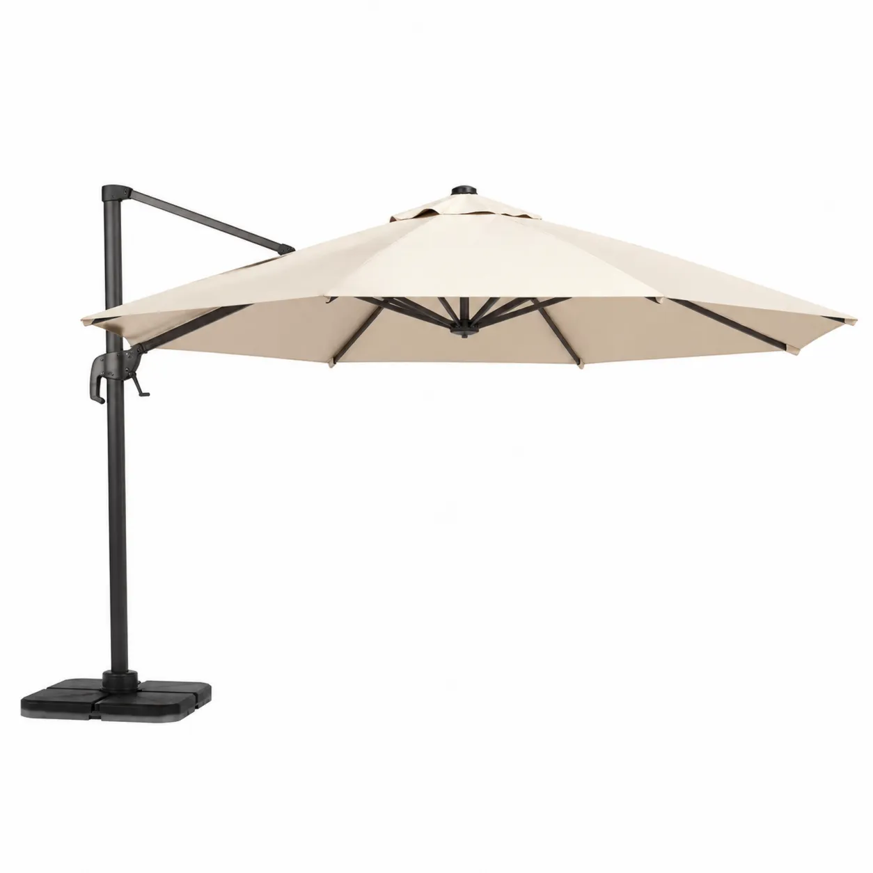 Parasol déporté 3m en polyester beige avec structure en aluminium