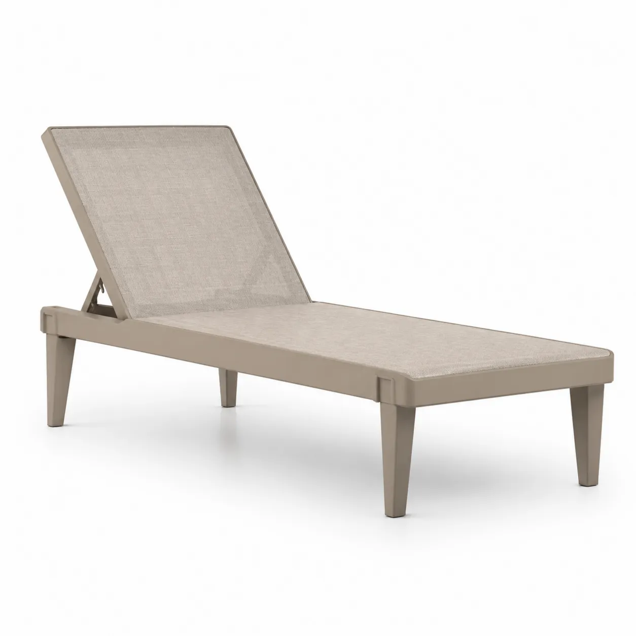 Chaise longue extérieure inclinable en plastique polypropylène beige