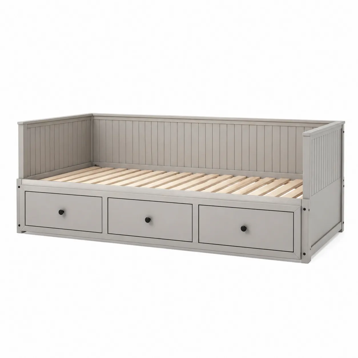Lit de jour en bois avec tiroirs Gris