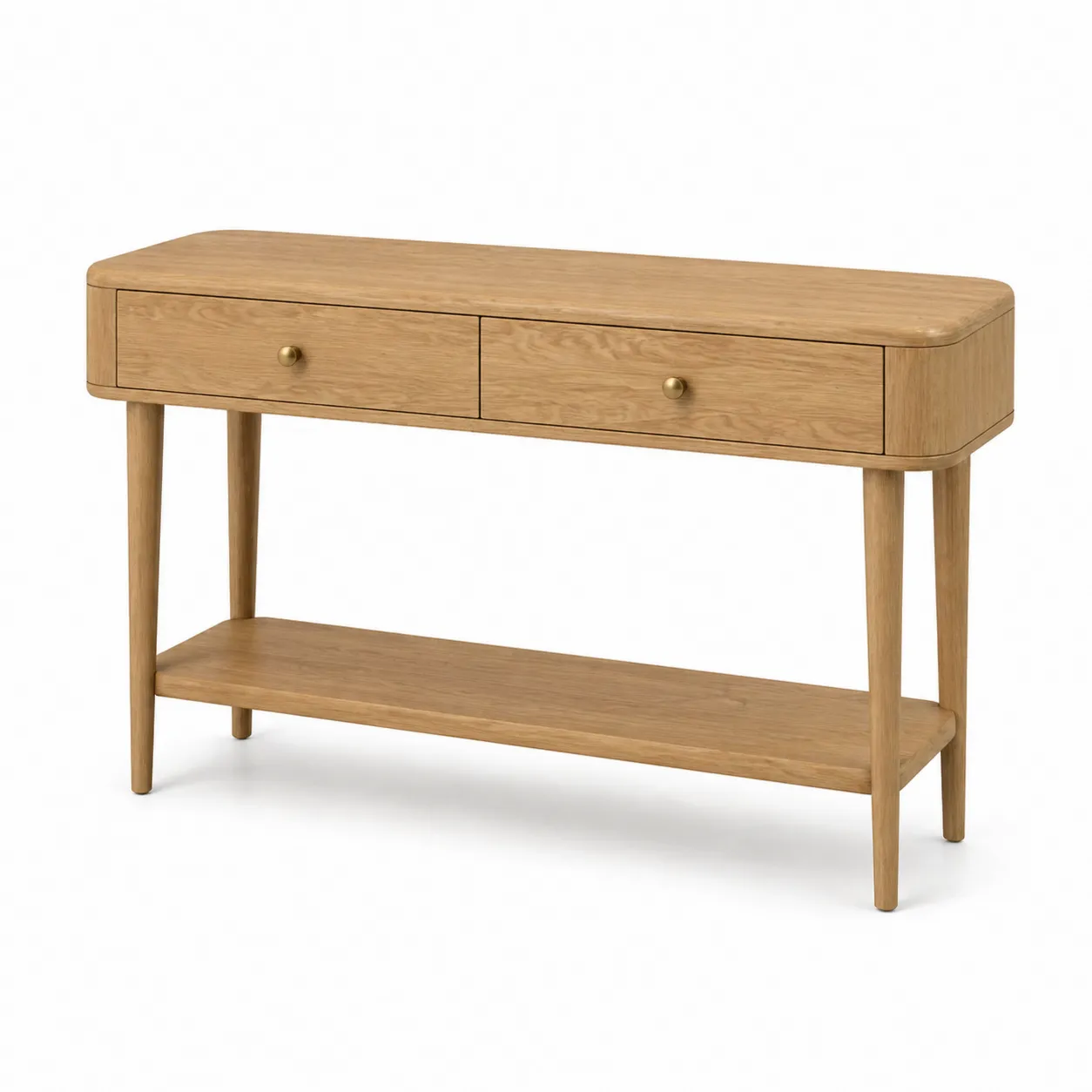 Console en bois de chêne avec 2 tiroirs