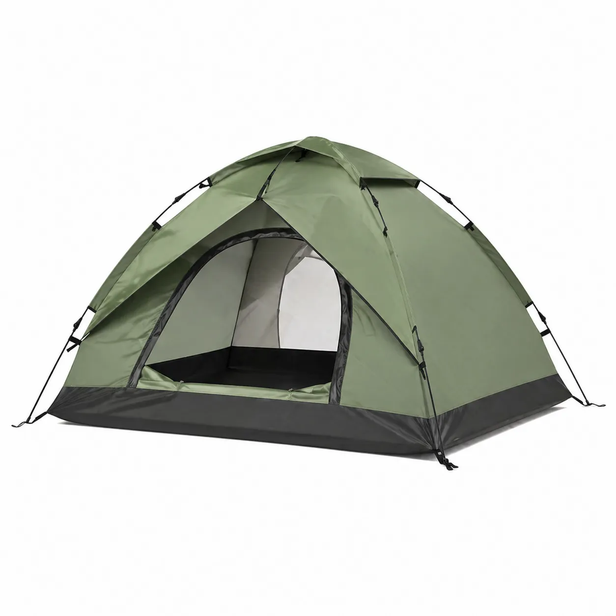 Tente dôme 3 personnes en polyester imperméable Vert/Noir