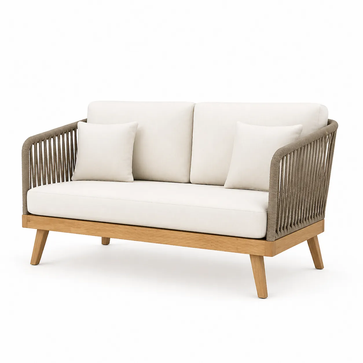 Canapé 2 places bois corde beige