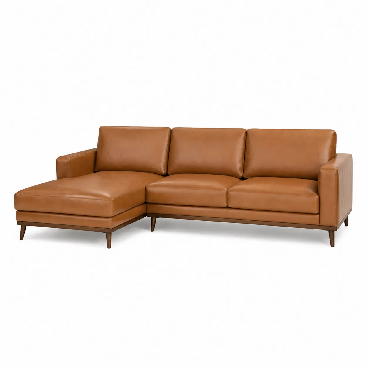 Canapé d'angle en cuir synthétique marron, 250 cm