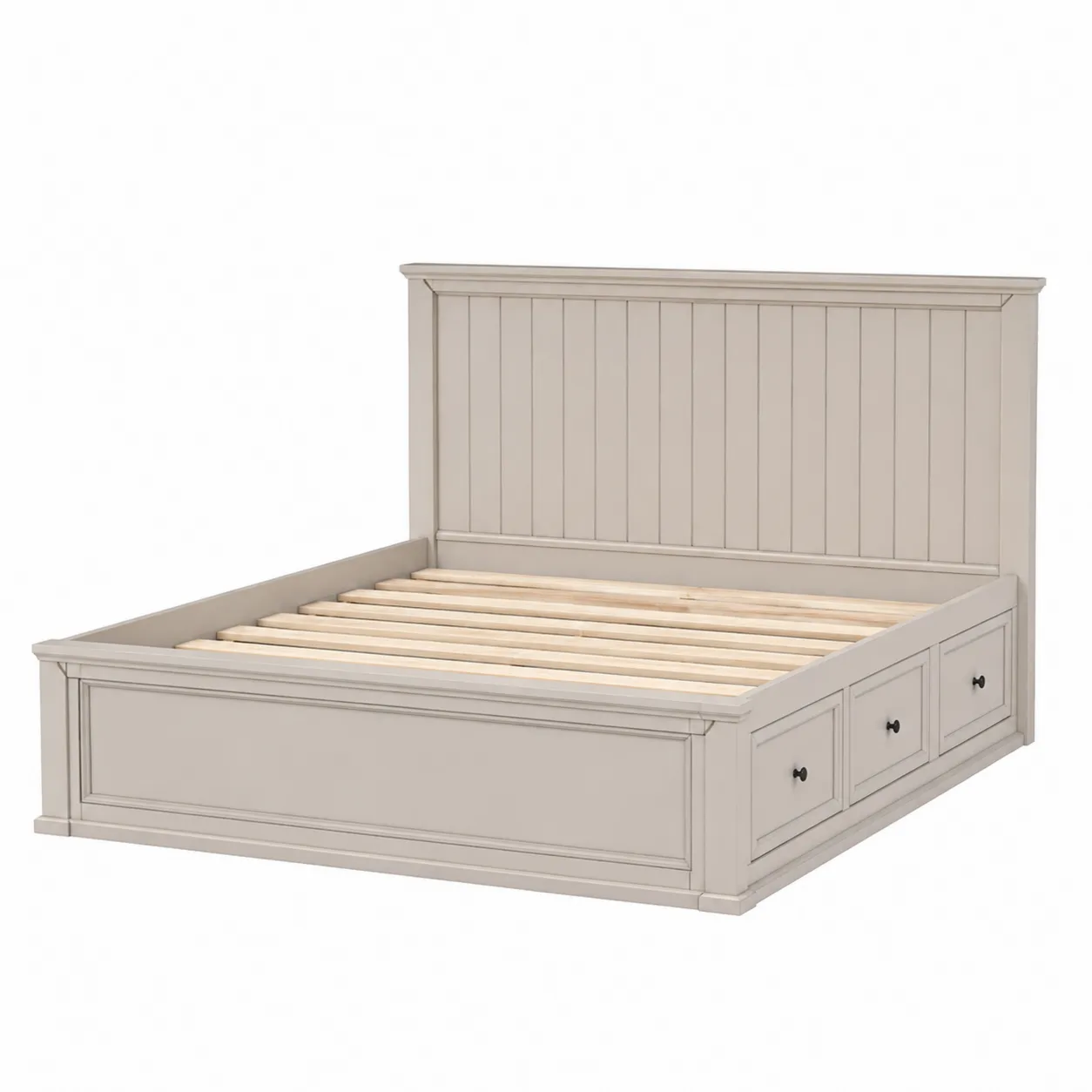 Lit en bois de pin avec rangement 140x200 cm Beige