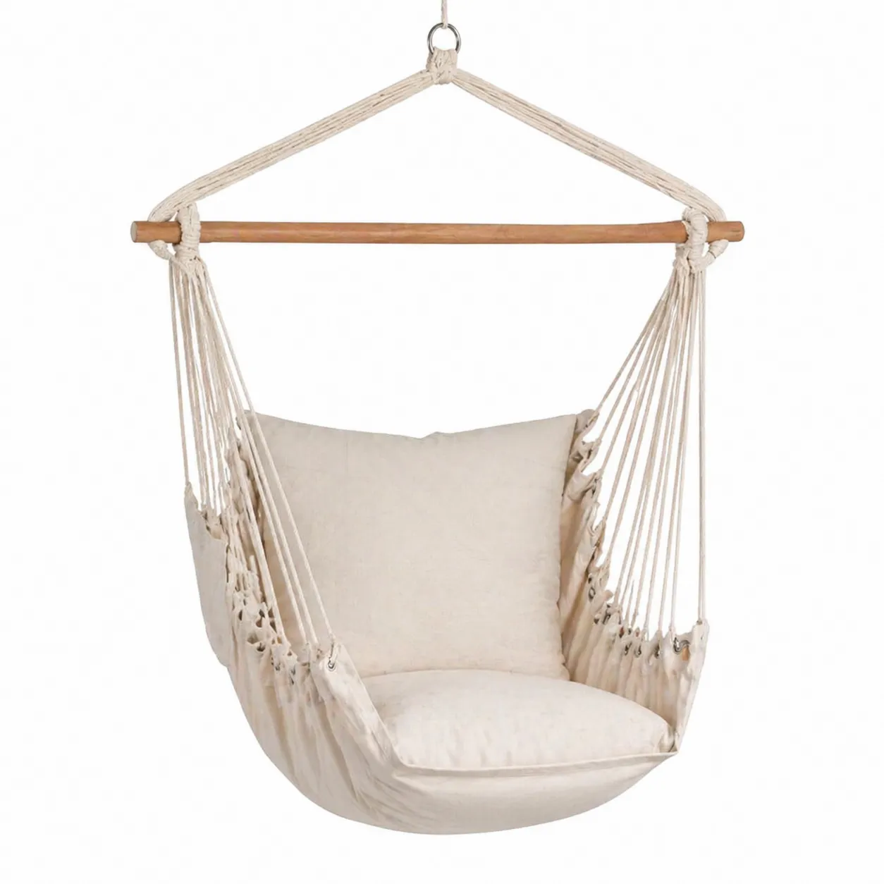 Chaise Hamac en Coton Beige avec Coussin