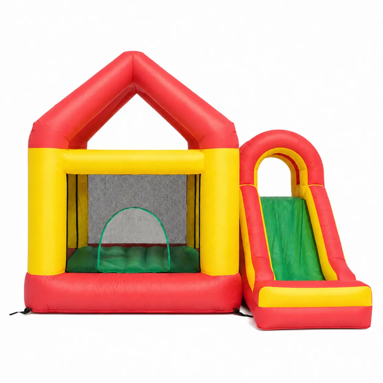 Château Gonflable avec Toboggan en PVC Rouge/Jaune/Vert