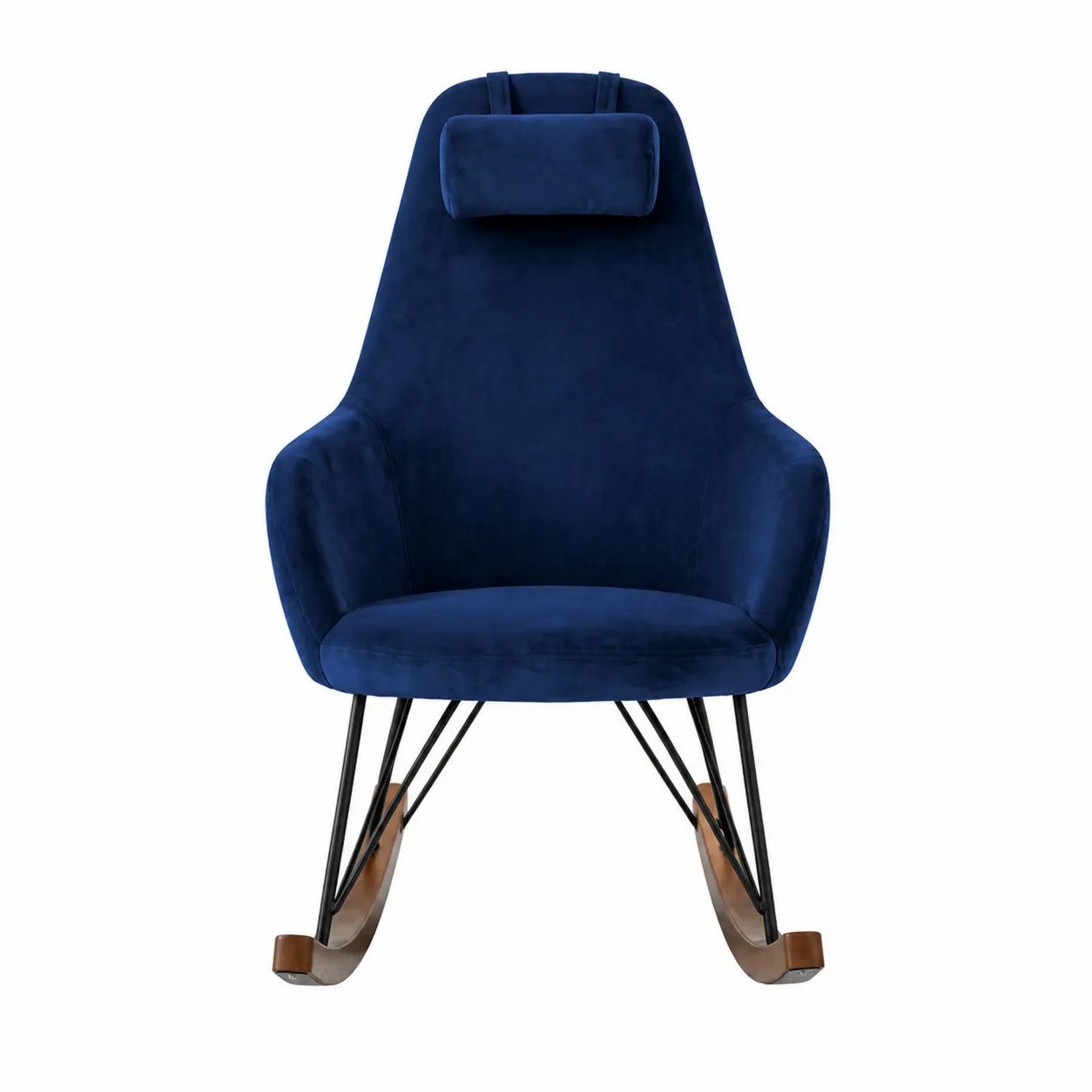 Fauteuil à bascule en velours bleu