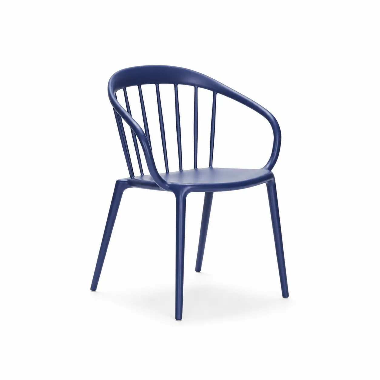 Chaise en polypropylène bleu avec dossier à lattes