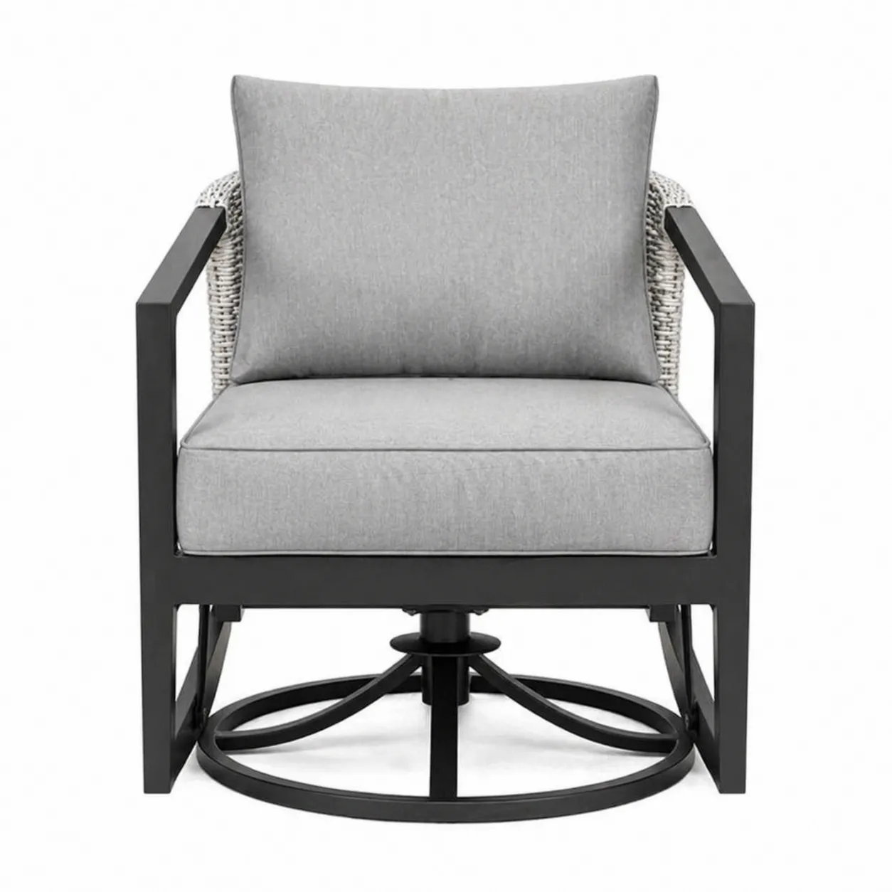 Fauteuil pivotant en métal et tissu polyéther gris