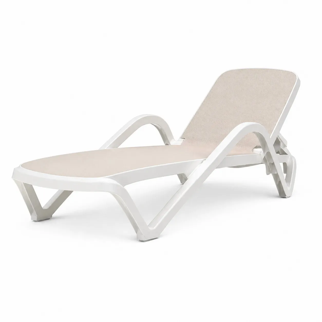Chaise longue en résine et tissu beige