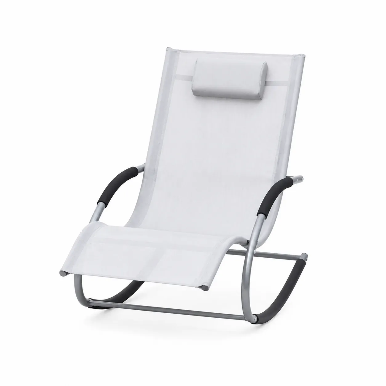 Chaise à bascule en textilène blanc avec cadre en acier