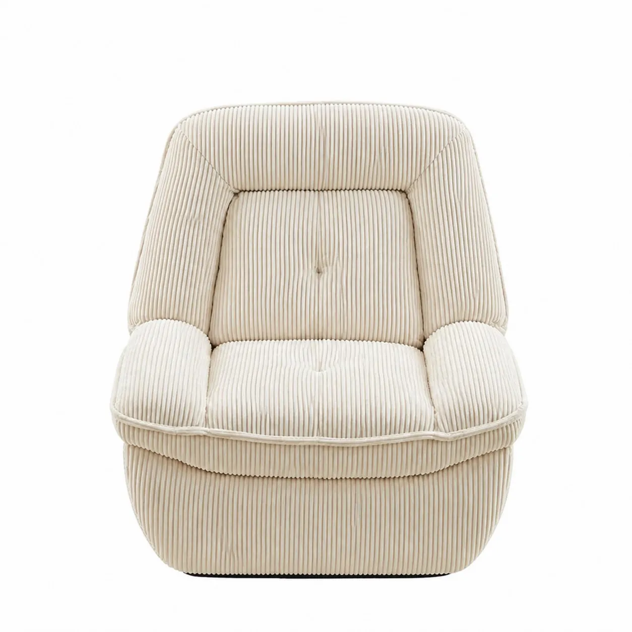 Fauteuil en tissu côtelé Crème