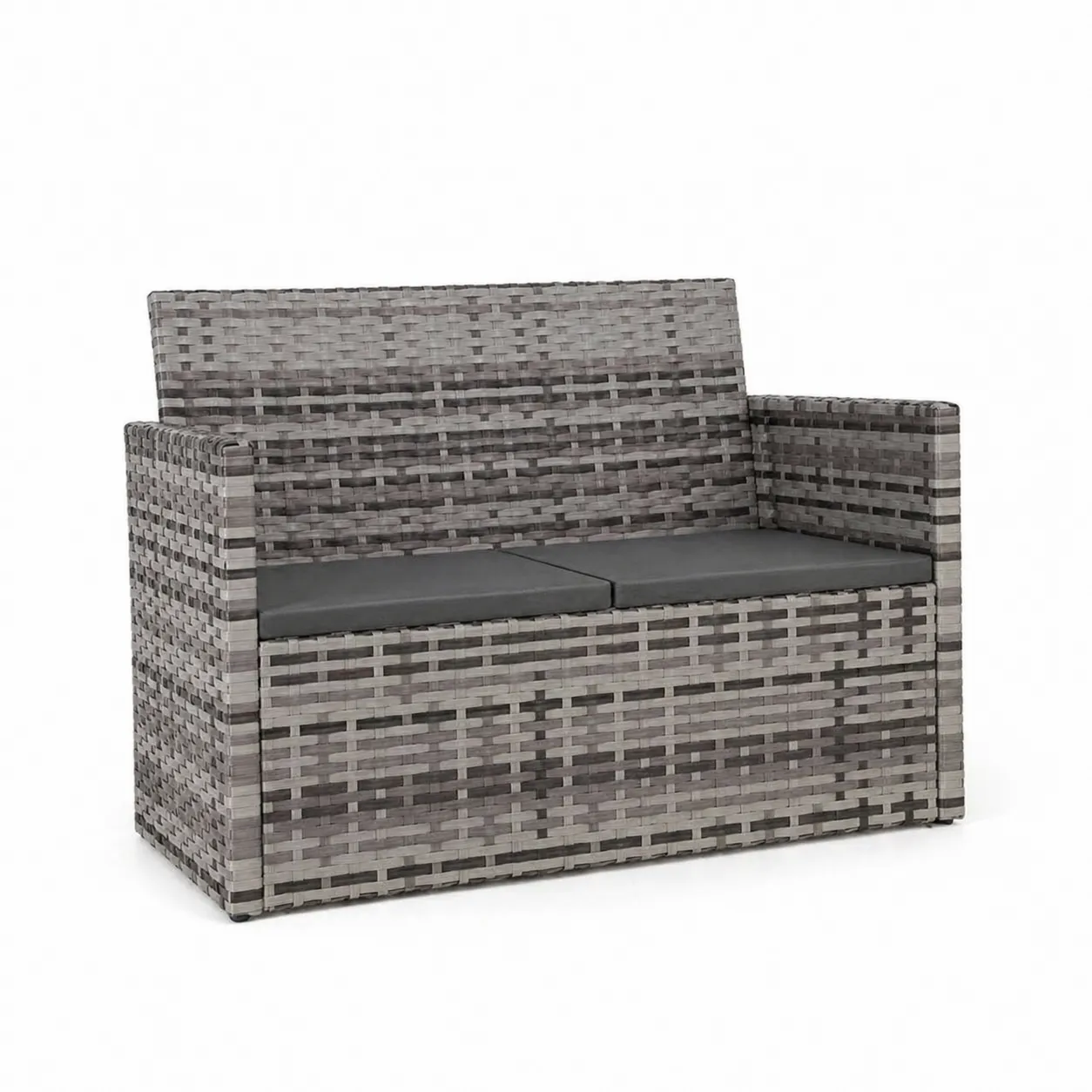 Canapé de jardin en résine tressée gris et anthracite 2 places