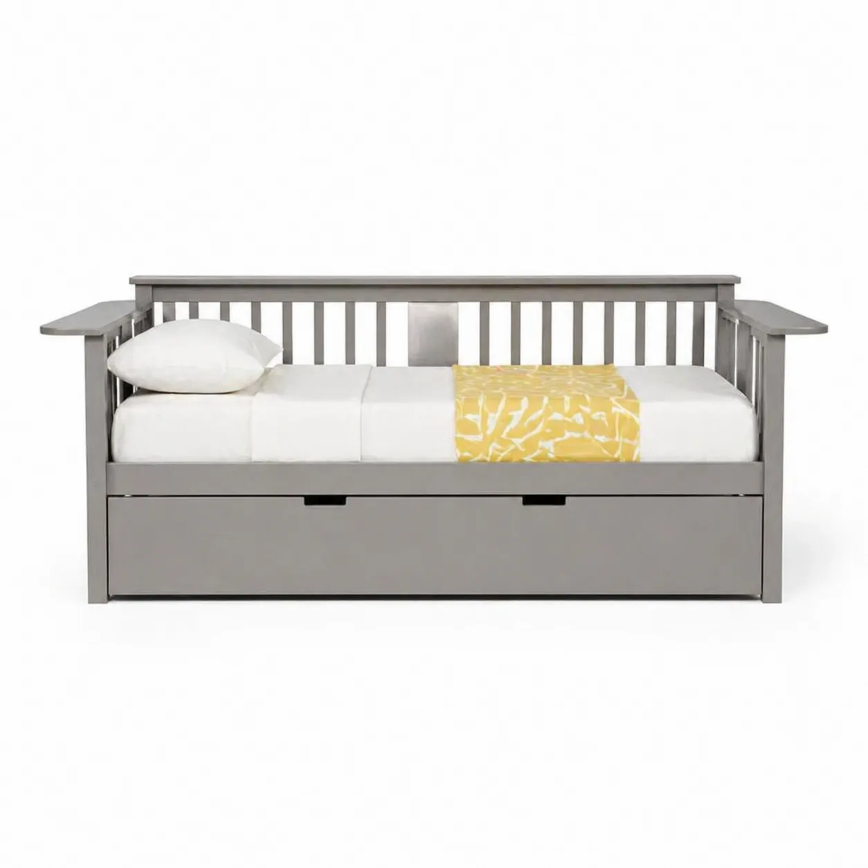 Lit de jour en bois de pin avec tiroir Gris