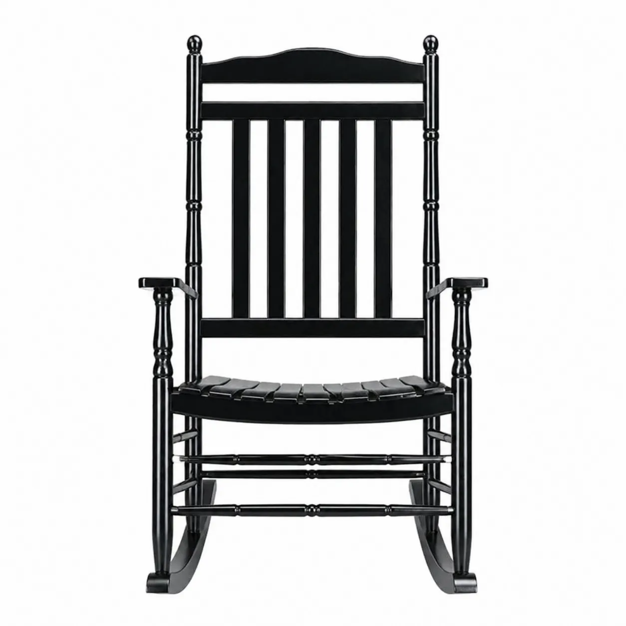 Chaise à bascule en bois massif Noir