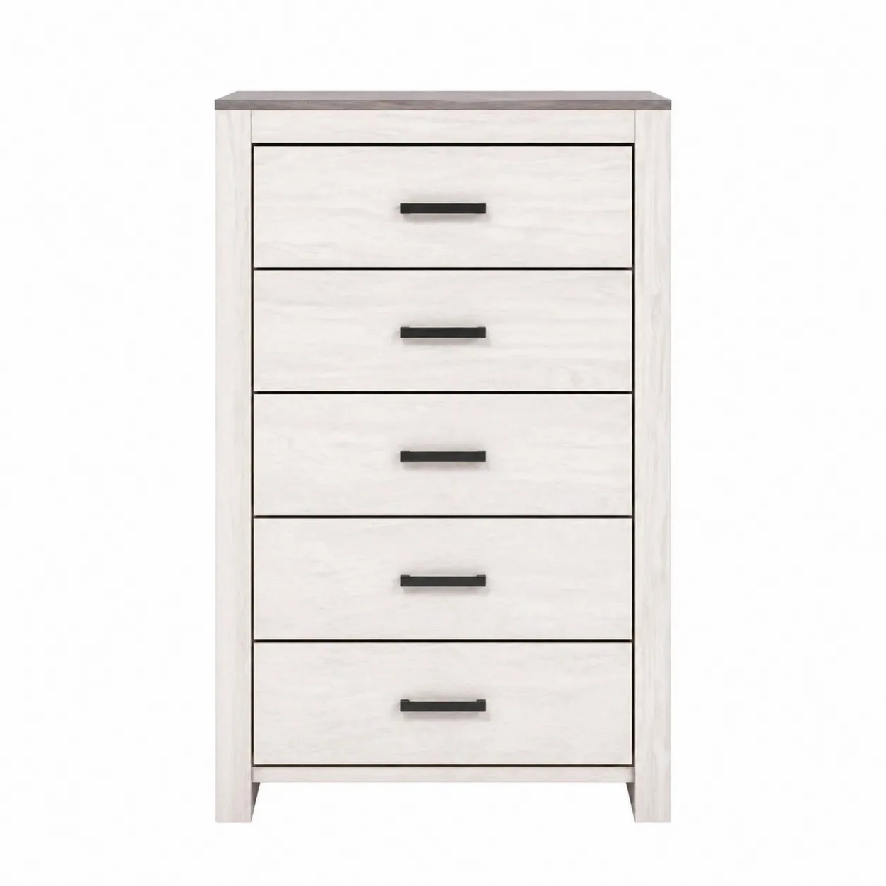 Commode à 5 tiroirs en bois MDF Blanc