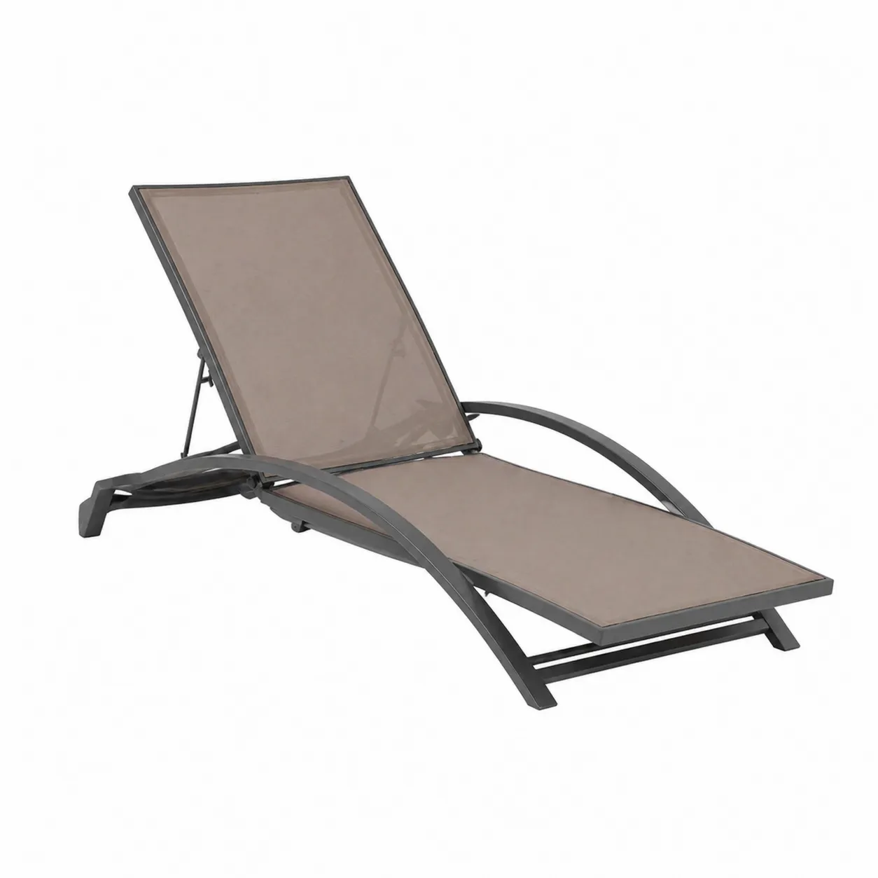 Chaise Longue Réglable Aluminium Textilène Marron