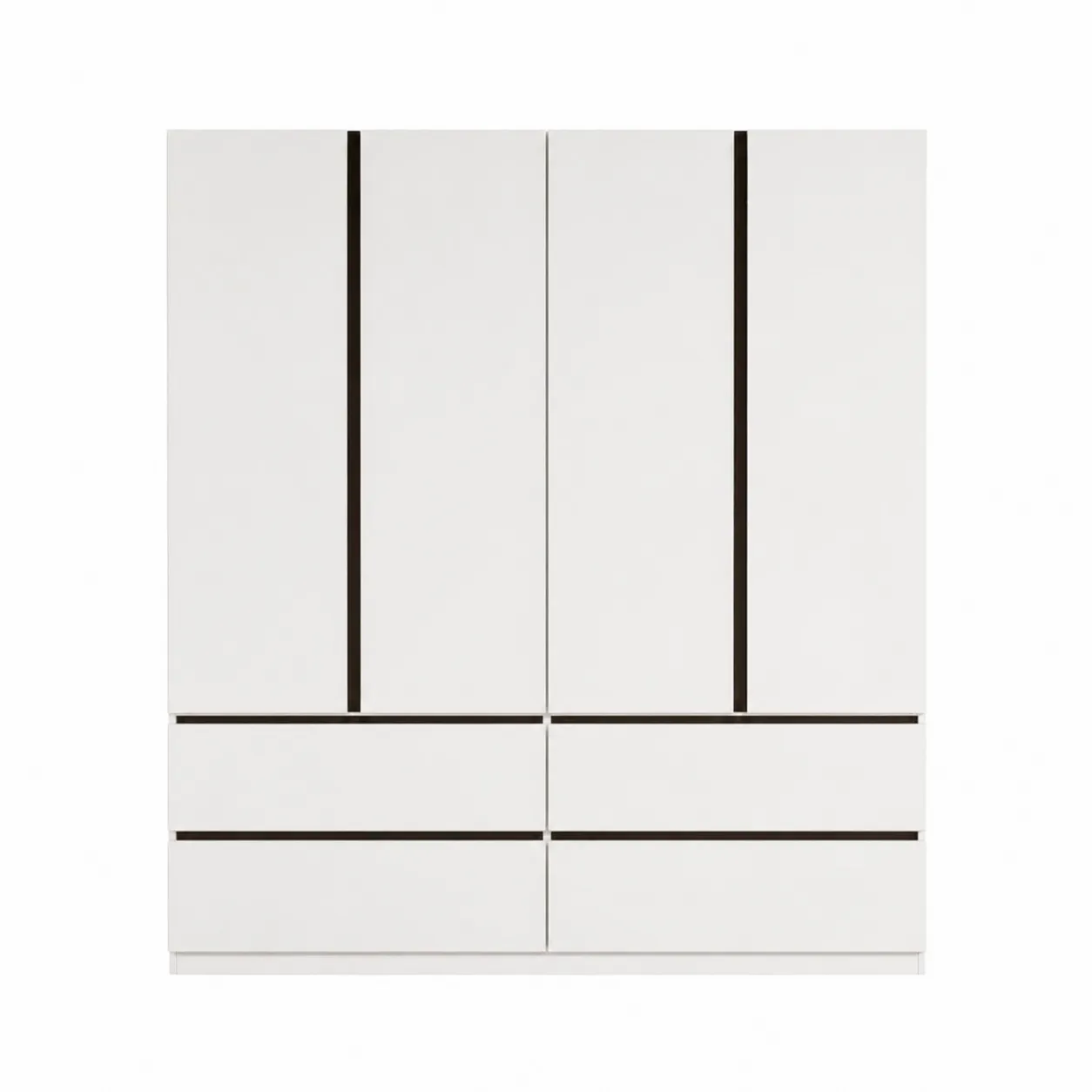 Armoire Blanche 2 Portes 4 Tiroirs en Bois MDF