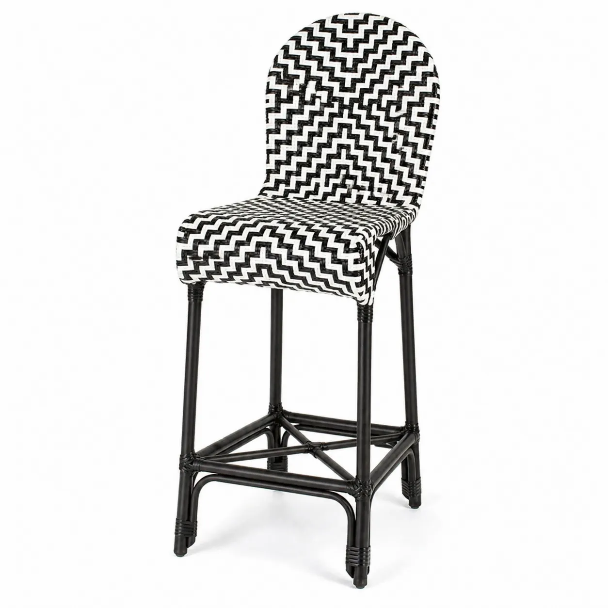 Tabouret de Bar en Polyrotin Noir et Blanc