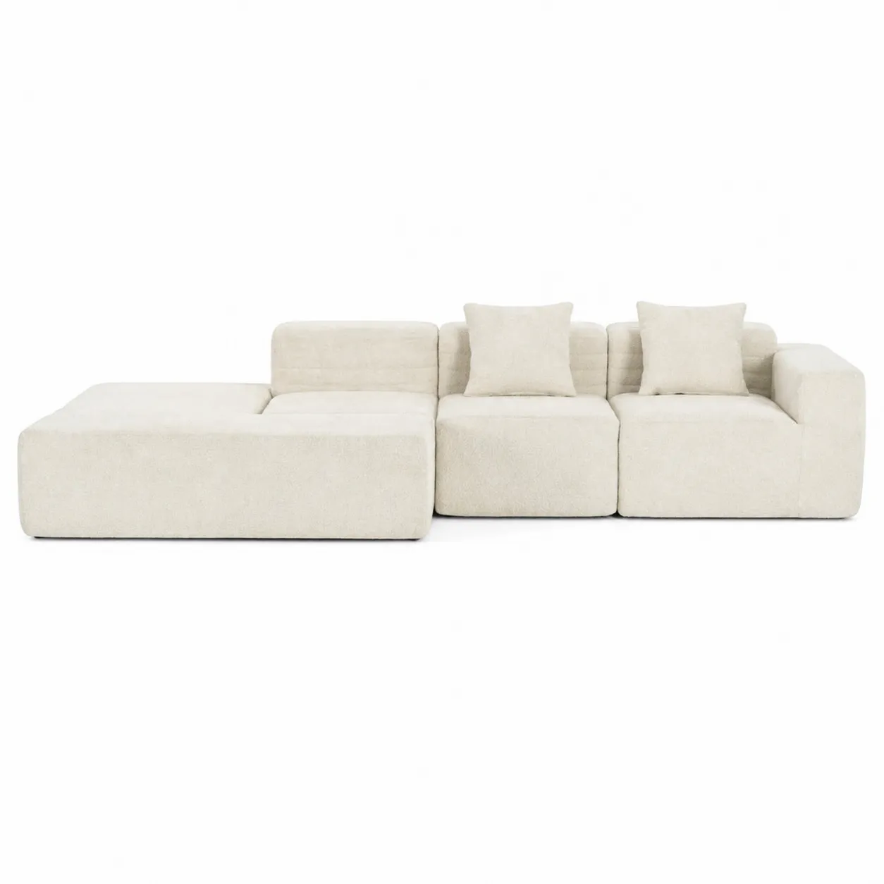 Canapé modulaire 4 places en tissu bouclette beige