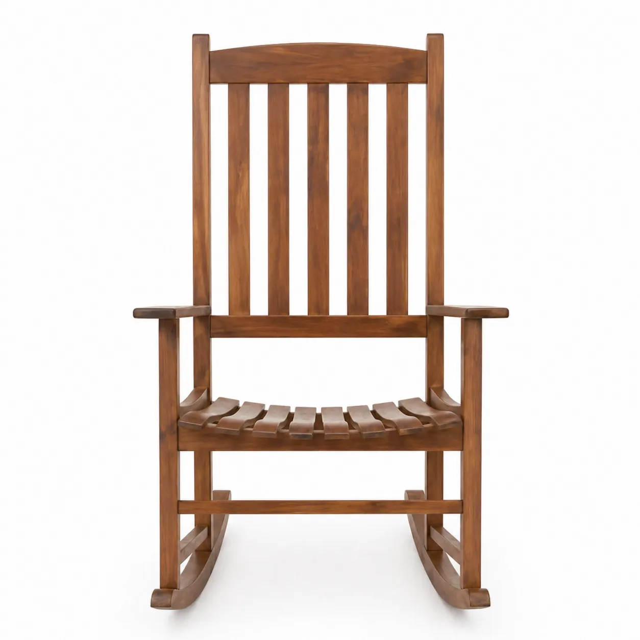 Chaise à bascule en bois d'acacia marron