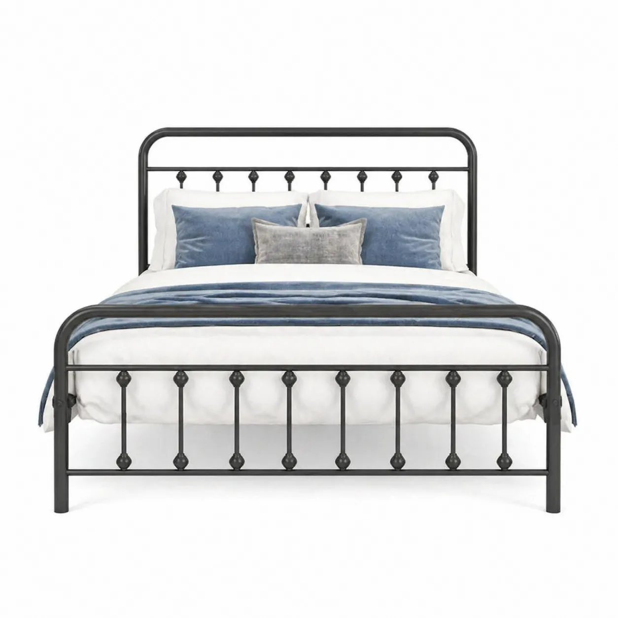 Lit double en métal noir avec literie