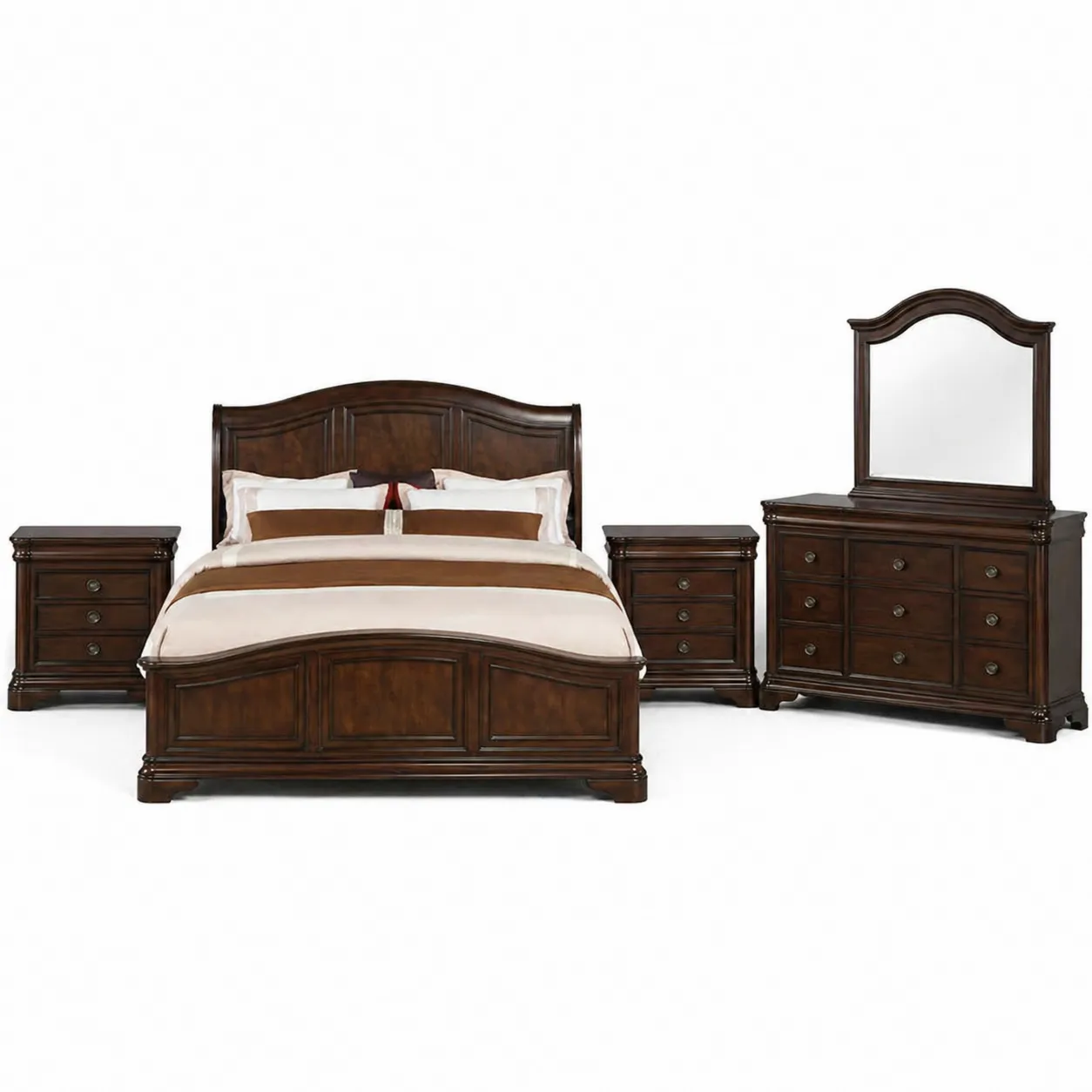 Ensemble de chambre en bois massif brun foncé