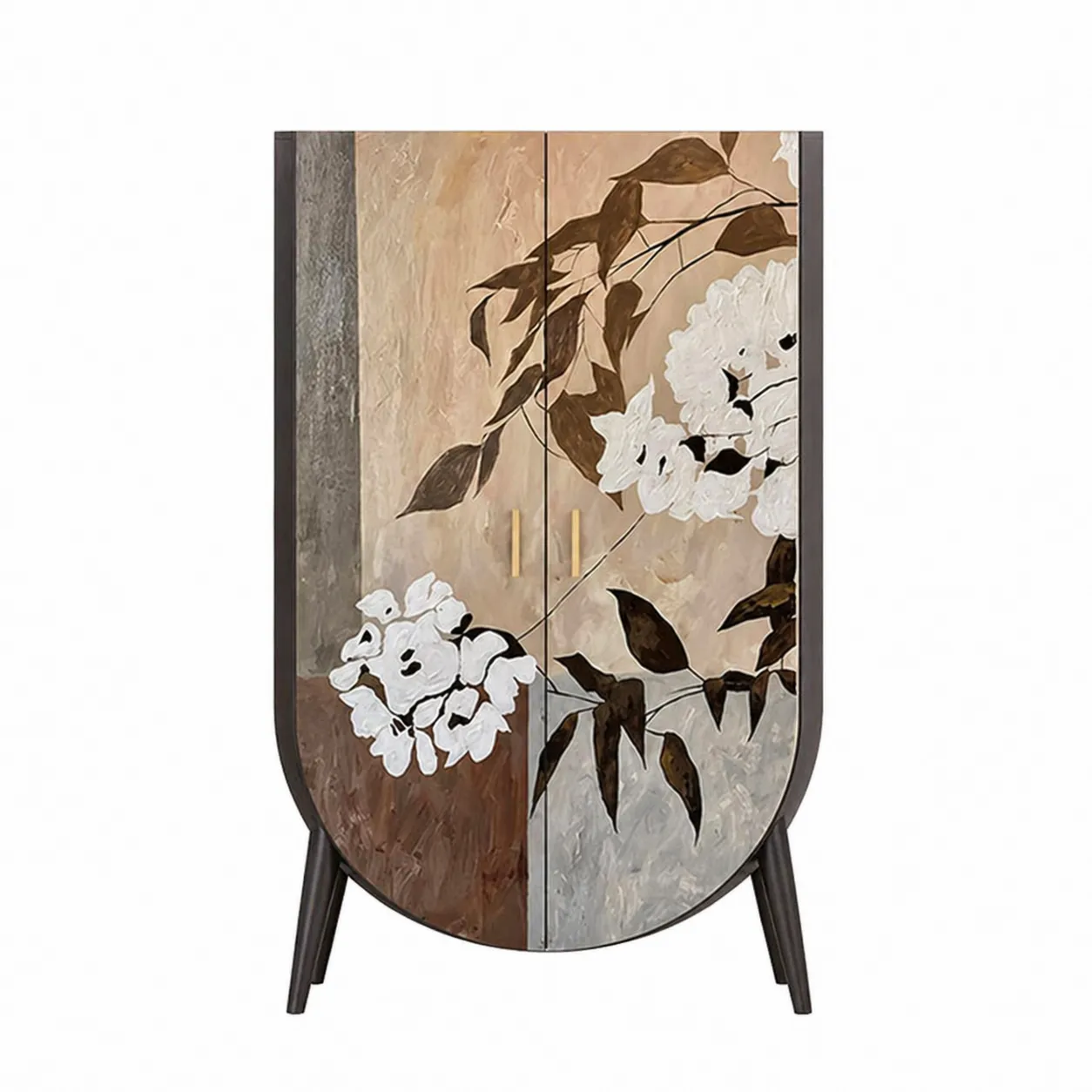Armoire en bois avec motif floral peint à la main 180cm x 90cm x 40cm Multicolore